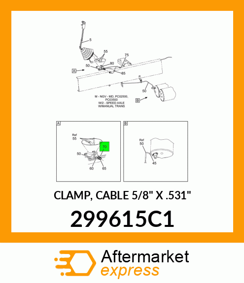 CLAMP, CABLE 5/8" X .531" 299615C1