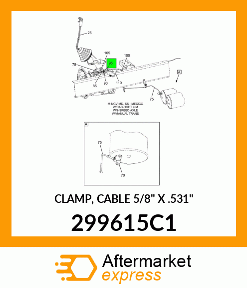 CLAMP, CABLE 5/8" X .531" 299615C1