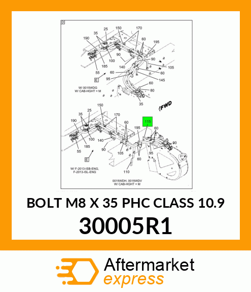 BOLT M8 X 35 PHC CLASS 10.9 30005R1