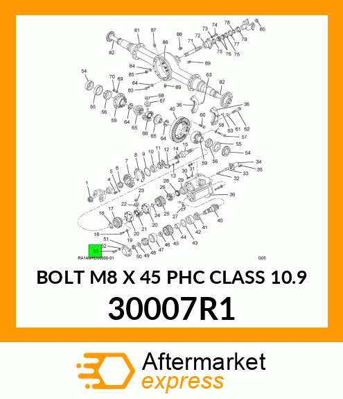 BOLT M8 X 45 PHC CLASS 10.9 30007R1