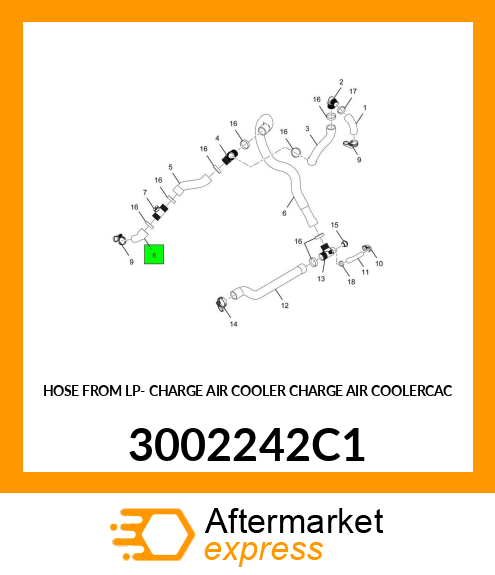 HOSE FROM LP- CHARGE AIR COOLER CHARGE AIR COOLERCAC 3002242C1