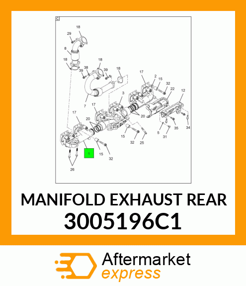 MANIFOLD EXHAUST REAR 3005196C1