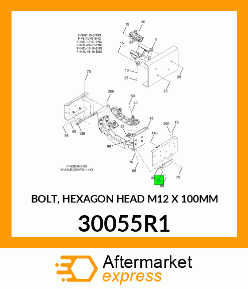 BOLT, HEXAGON HEAD M12 X 100MM 30055R1