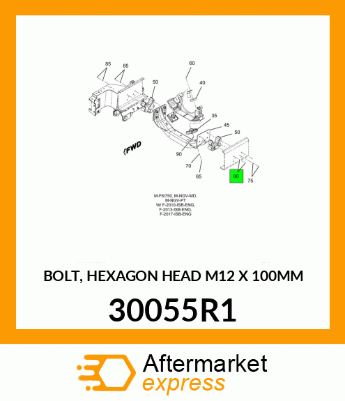 BOLT, HEXAGON HEAD M12 X 100MM 30055R1