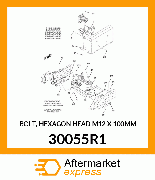 BOLT, HEXAGON HEAD M12 X 100MM 30055R1