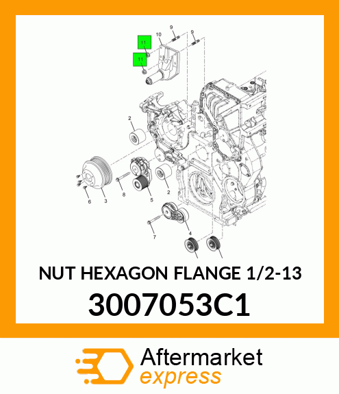 NUT HEXAGON FLANGE 1/2-13 3007053C1