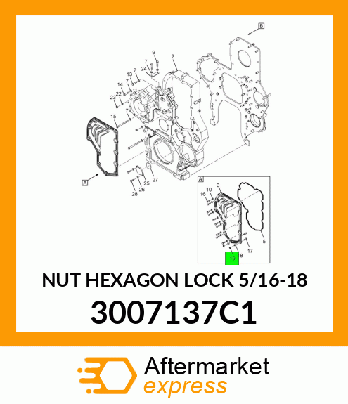 NUT HEXAGON LOCK 5/16-18 3007137C1