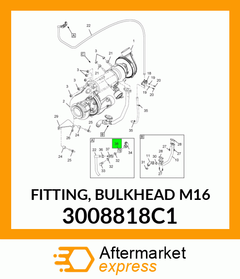 FITTING, BULKHEAD M16 3008818C1