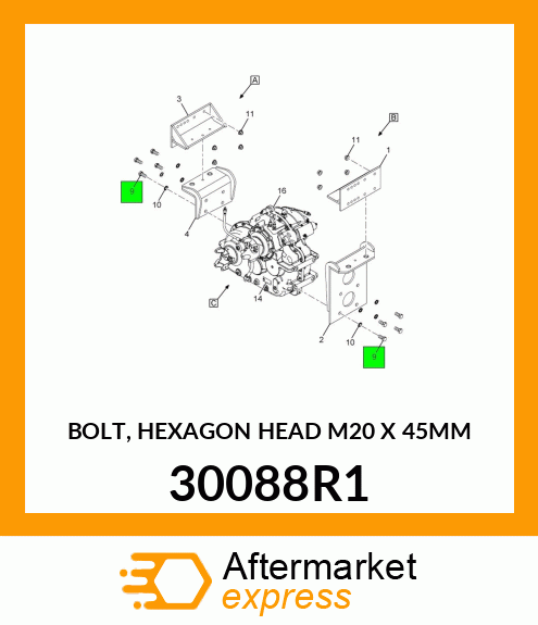 BOLT, HEXAGON HEAD M20 X 45MM 30088R1