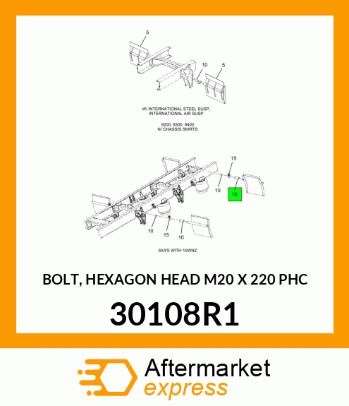 BOLT, HEXAGON HEAD M20 X 220 PHC 30108R1