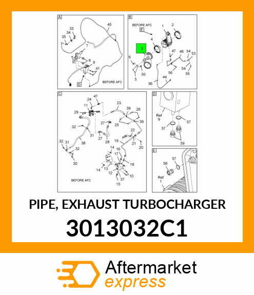 PIPE, EXHAUST TURBOCHARGER 3013032C1