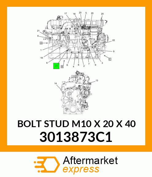 BOLT STUD M10 X 20 X 40 3013873C1