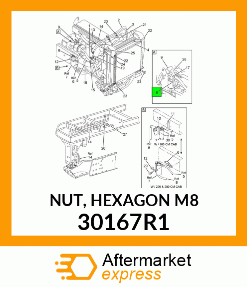 NUT, HEXAGON M8 30167R1