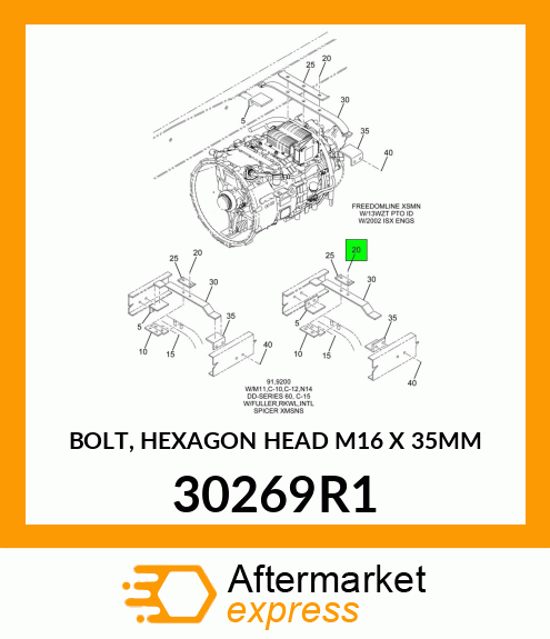 BOLT, HEXAGON HEAD M16 X 35MM 30269R1