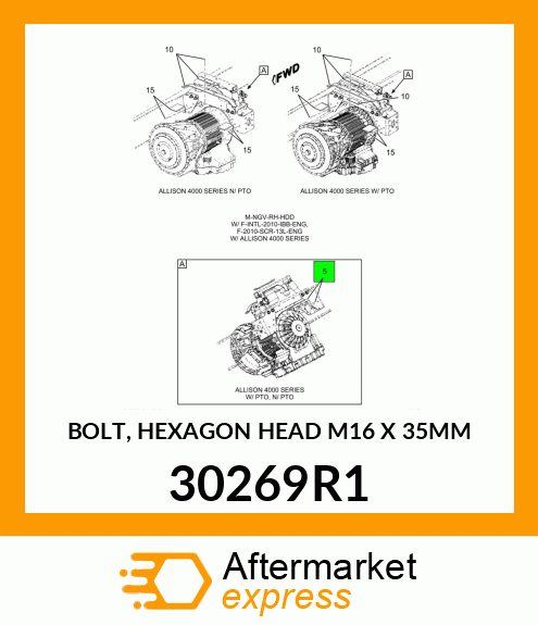 BOLT, HEXAGON HEAD M16 X 35MM 30269R1