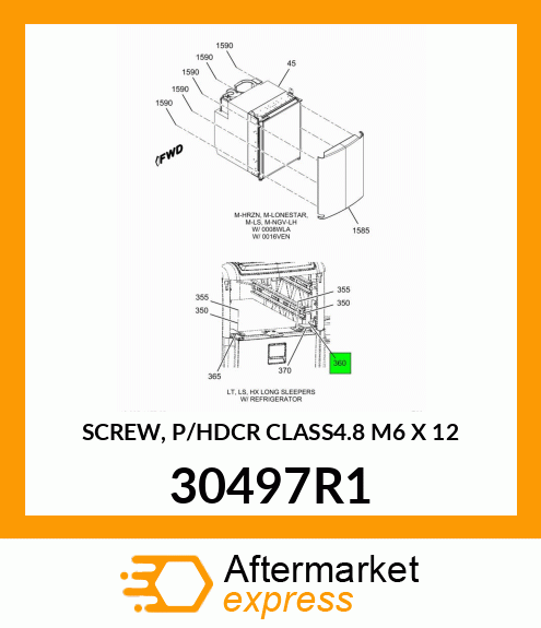 SCREW, P/HDCR CLASS4.8 M6 X 12 30497R1