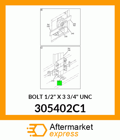 BOLT 1/2" X 3 3/4" UNC 305402C1