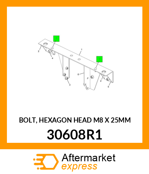 BOLT, HEXAGON HEAD M8 X 25MM 30608R1