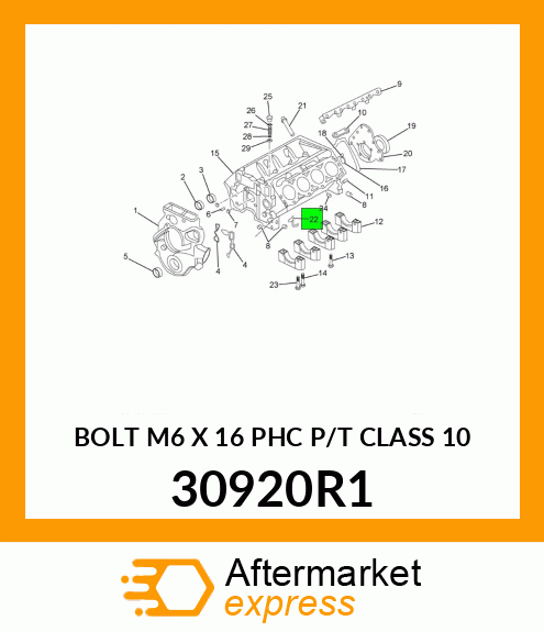 BOLT M6 X 16 PHC P/T CLASS 10 30920R1