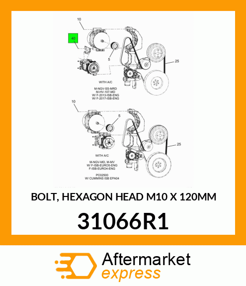 BOLT, HEXAGON HEAD M10 X 120MM 31066R1