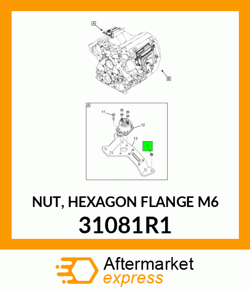 NUT, HEXAGON FLANGE M6 31081R1