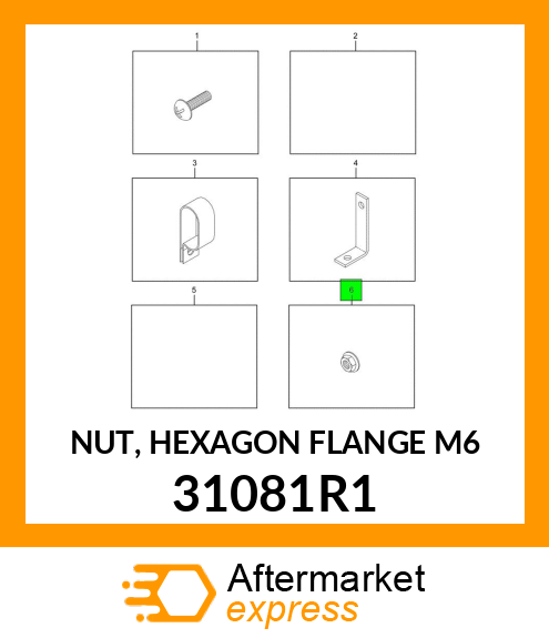 NUT, HEXAGON FLANGE M6 31081R1