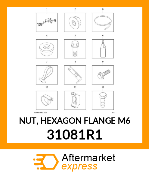 NUT, HEXAGON FLANGE M6 31081R1