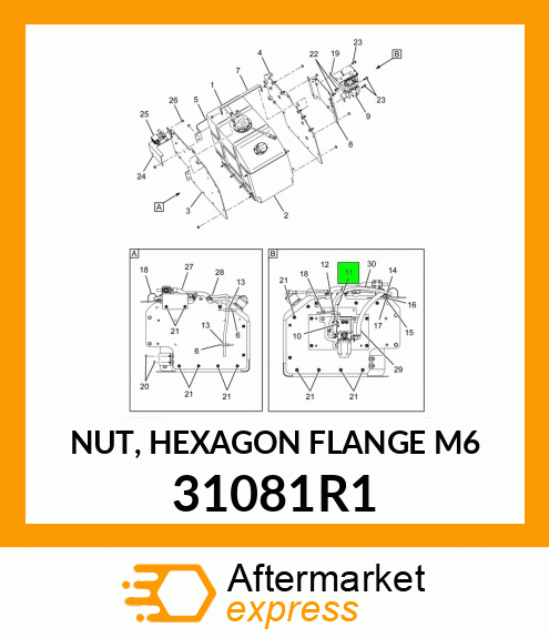 NUT, HEXAGON FLANGE M6 31081R1