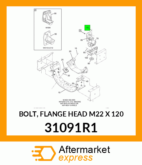 BOLT, FLANGE HEAD M22 X 120 31091R1