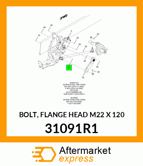 BOLT, FLANGE HEAD M22 X 120 31091R1