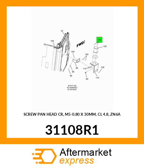 SCREW PAN HEAD CR, M5-0.80 X 30MM, CL 4.8, ZN6A 31108R1