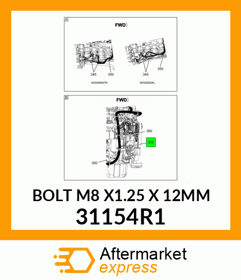 BOLT M8 X1.25 X 12MM 31154R1