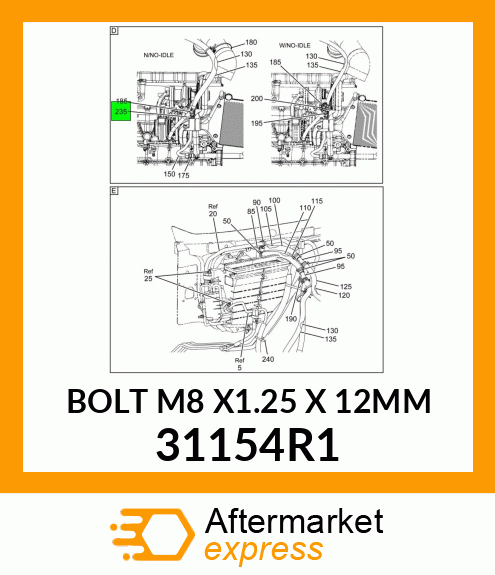 BOLT M8 X1.25 X 12MM 31154R1