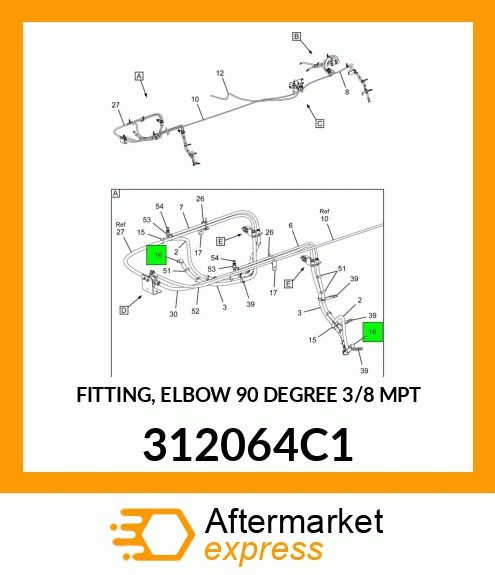 FITTING, ELBOW 90 DEGREE 3/8" MPT 312064C1