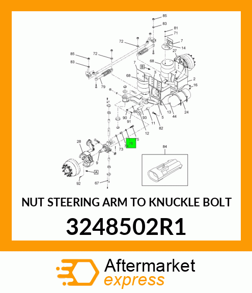 NUT STEERING ARM TO KNUCKLE BOLT 3248502R1