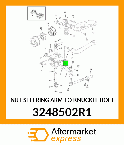 NUT STEERING ARM TO KNUCKLE BOLT 3248502R1