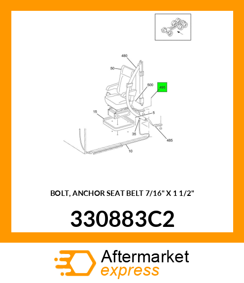 BOLT, ANCHOR SEAT BELT 7/16" X 1 1/2" 330883C2