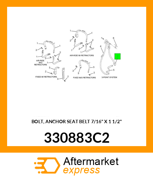 BOLT, ANCHOR SEAT BELT 7/16" X 1 1/2" 330883C2