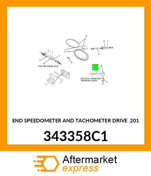 END SPEEDOMETER AND TACHOMETER DRIVE .201 343358C1