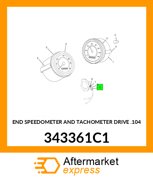 END SPEEDOMETER AND TACHOMETER DRIVE .104 343361C1