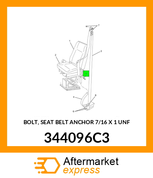 BOLT, SEAT BELT ANCHOR 7/16" X 1" UNF 344096C3