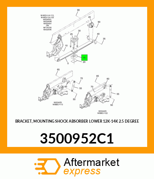 BRACKET, MOUNTING SHOCK ABSORBER LOWER 12K-14K 2.5 DEGREE 3500952C1