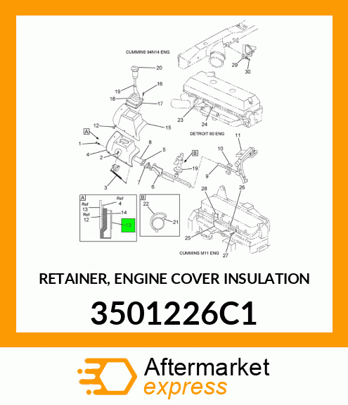 RETAINER, ENGINE COVER INSULATION 3501226C1