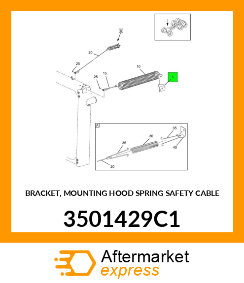 BRACKET, MOUNTING HOOD SPRING SAFETY CABLE 3501429C1