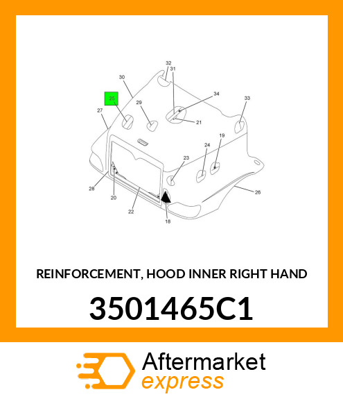 REINFORCEMENT, HOOD INNER RIGHT HAND 3501465C1