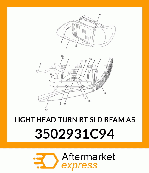 LIGHT HEAD TURN RT SLD BEAM AS 3502931C94