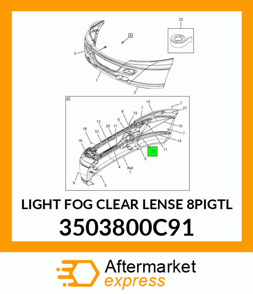 LIGHT FOG CLEAR LENSE 8PIGTL 3503800C91