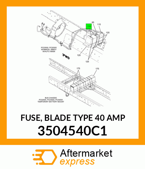 FUSE, BLADE TYPE 40 AMP 3504540C1