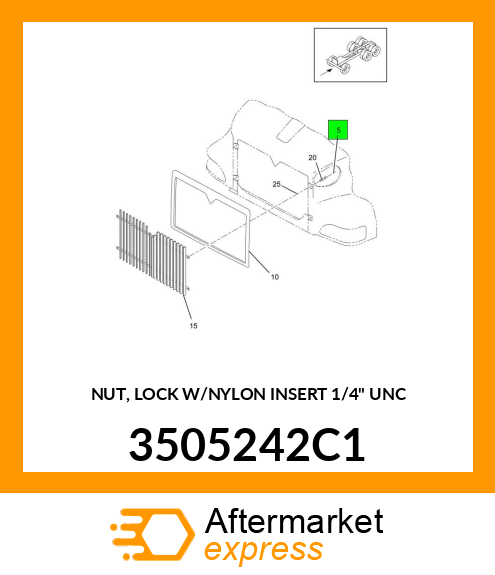 NUT, LOCK W/NYLON INSERT 1/4" UNC 3505242C1