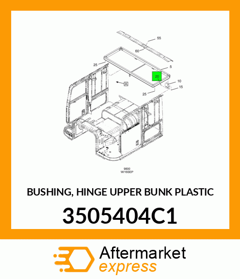 BUSHING, HINGE UPPER BUNK PLASTIC 3505404C1